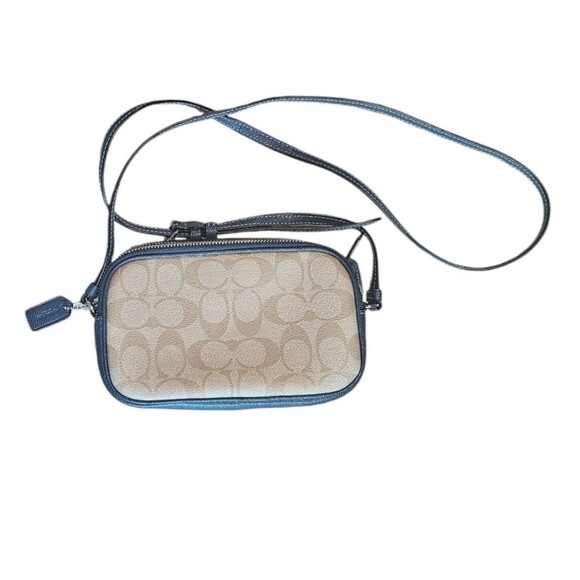 Coach Crossbody Pouch In Signature Canvas Coach Radial Rainbow Navy Leather NWOT - Picture 2 of 16